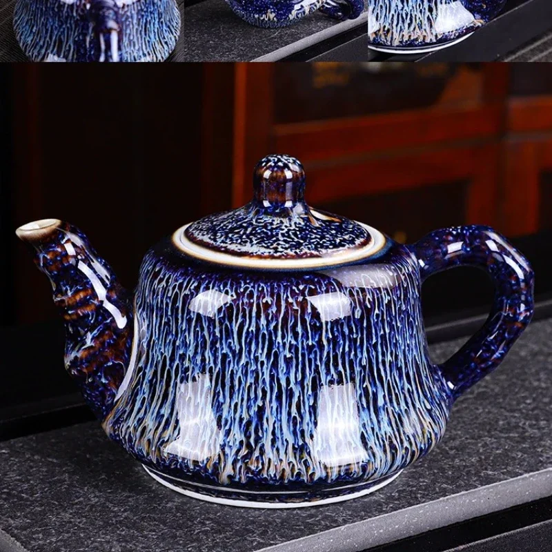 Kiln-changed small teapot single pot ceramic household building cup tea set, teapot side handle pot anti-scalding hands