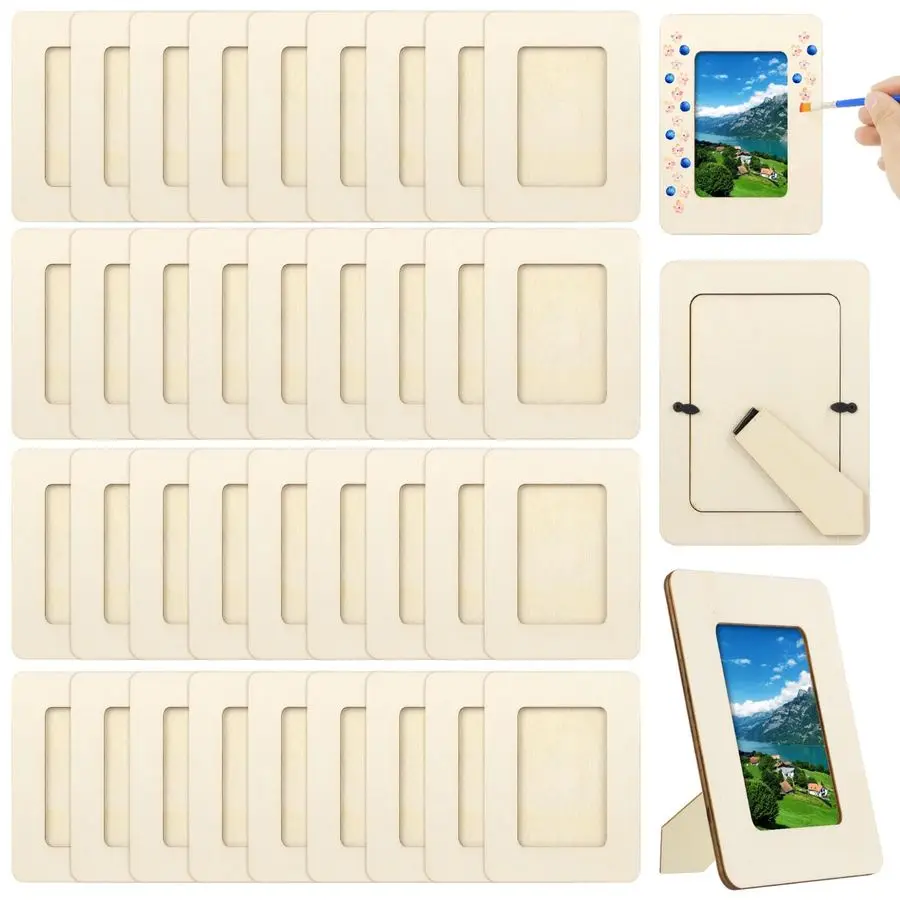 

Незаконченные деревянные рамки для рукоделия, деревянные рамки для рукоделия 3 x 5 дюймов, рамки для фотографий для украшения окрашиваемых фоторамок для проектов DIY