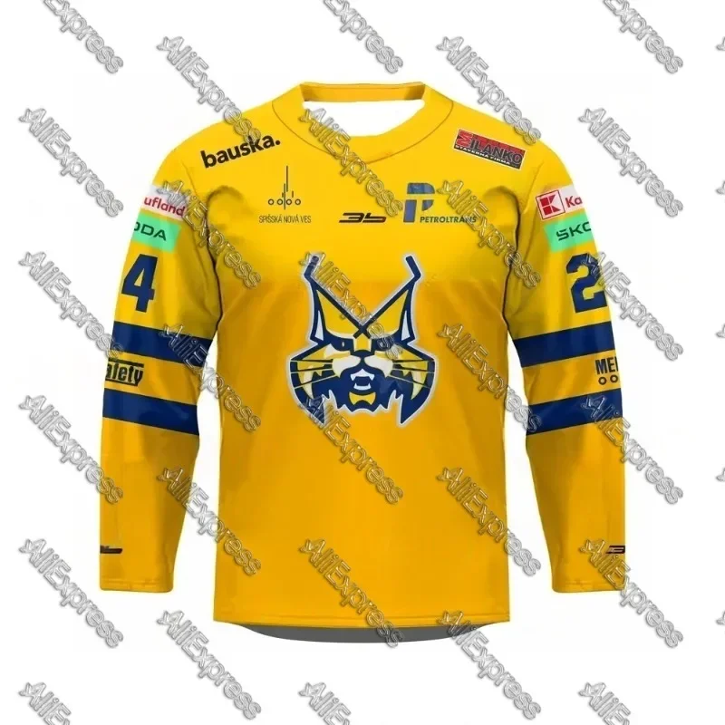 للجنسين تشيكوسلوفاكيا ثلاثية الأبعاد طباعة الهوكي جيرسي طاقم الرقبة تي شيرت الصيف EHL HK Spisska Nova Ves الوافدين الجدد 2025 للكبار والأطفال