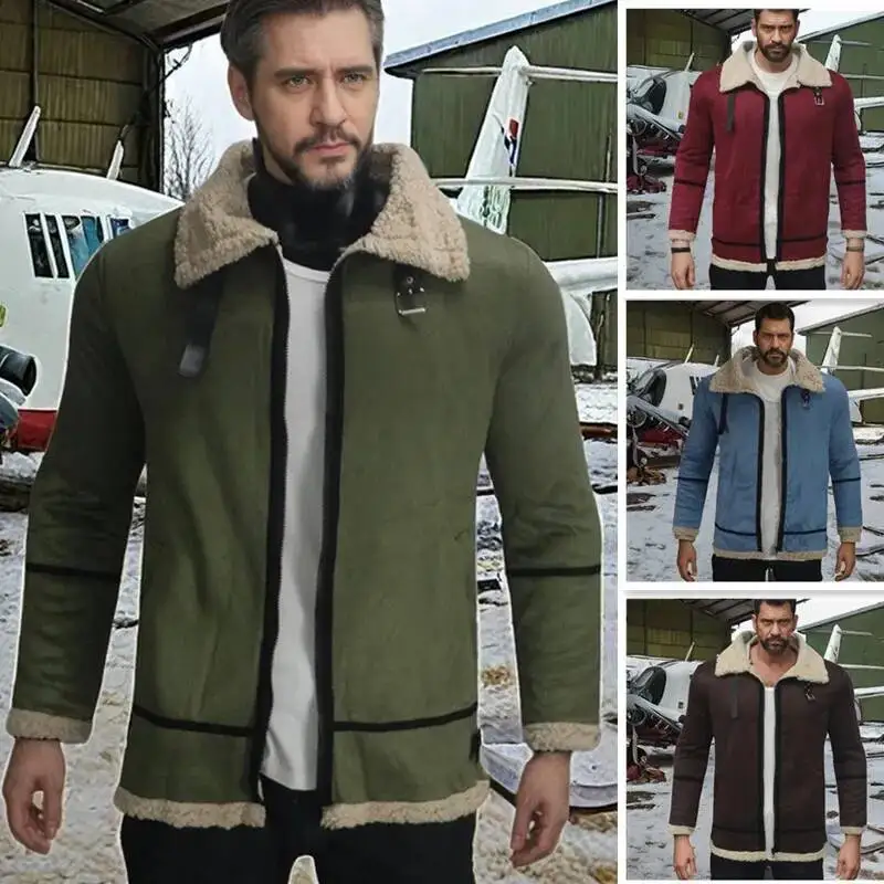 

Men's Winter Coat Thickened Fleece Lined Mid-Length British Style Polyester Fiber Casual Summer Youth Fashion Straight Hem