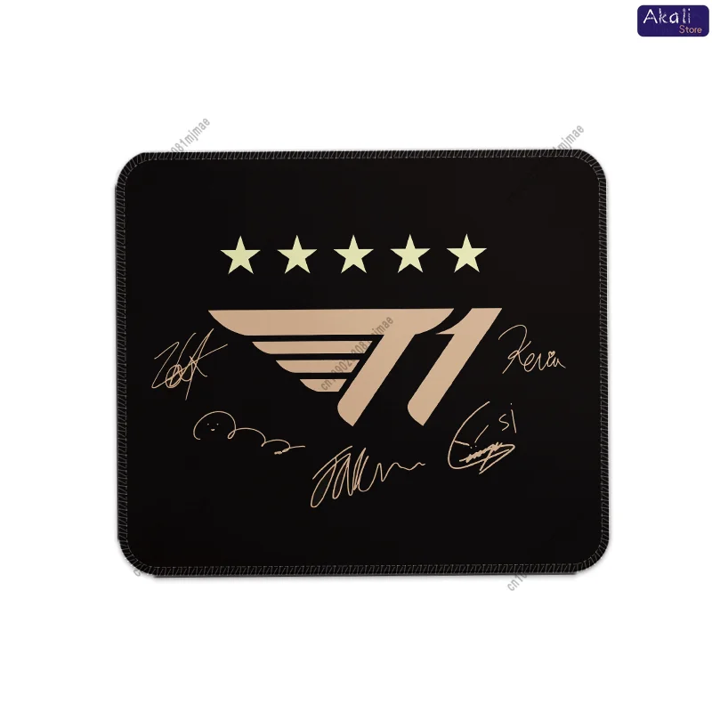 Alfombrilla de ratón T1 de 5 veces campeón del mundo con firma falsa LOL, alfombrilla de escritorio para juegos, mercancía del equipo T1, regalo personalizado para jugadores para fanáticos