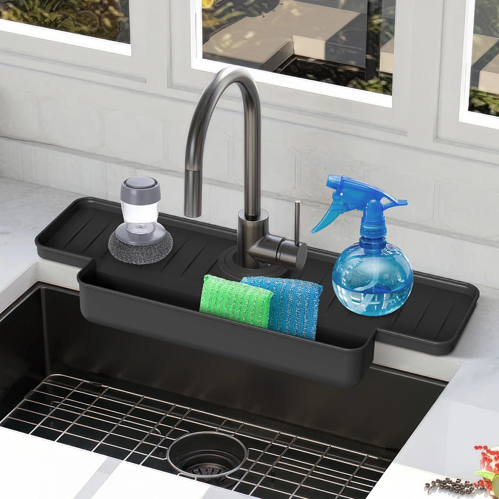 

Silicone Kitchen Faucet Splashproof Pad Household Sturdy Fast Draining Mat For Washbasin