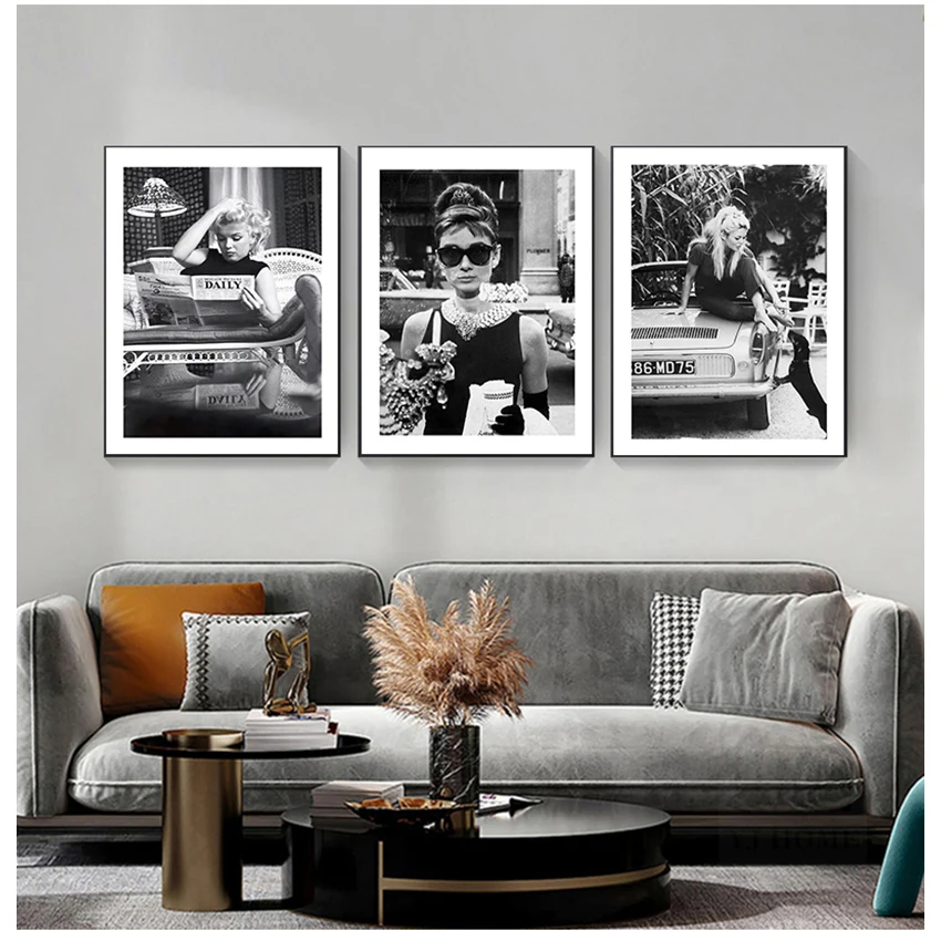 For Living Room Modern Decorative Prins Famous Person Photography Movie Star Canvas Painting Black White Wall Art Picture