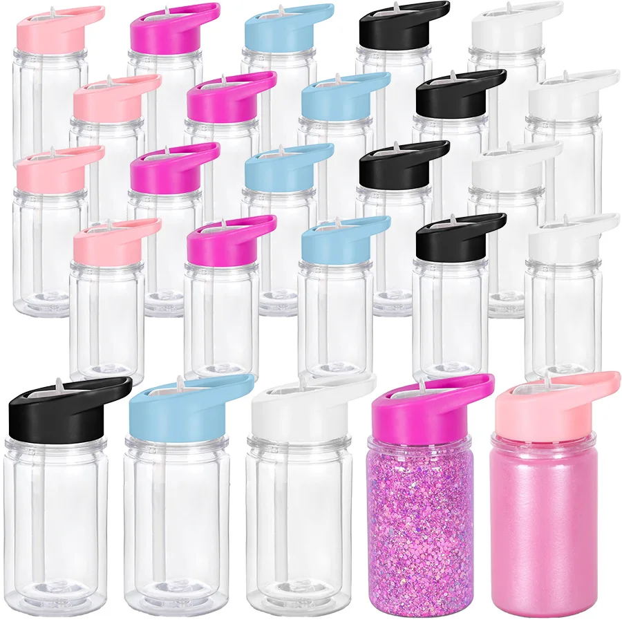 

25pcs 10oz Water Bottles, Double-Walled Clear Plastic Cups - for Ice Cold Drinks, Winter Parties, New Year, Christmas