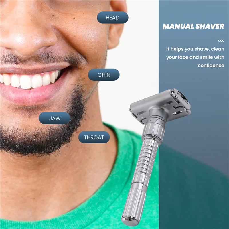 AB47-New ajustável borda dupla navalha clássico masculino barbear lâminas de segurança liga zinco manual barbeador com caixa viagem