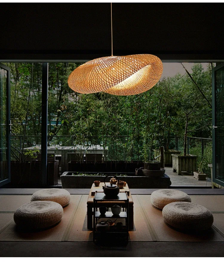 Modern bamboo pendant lights Bamboo lamp Asia Restaurant Hotel  pendant lamp for living room hanging kitchen lamp