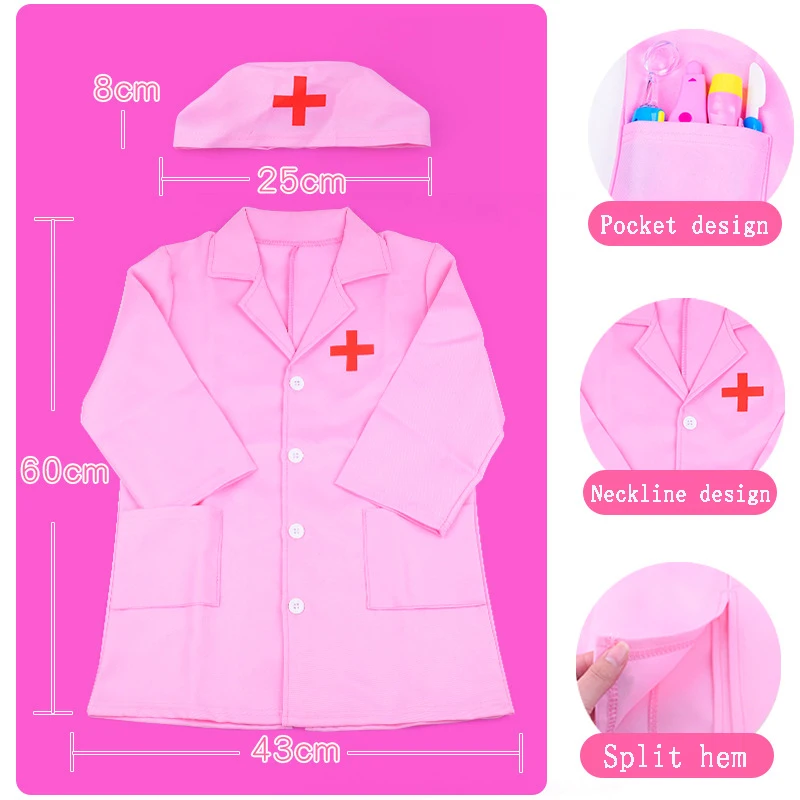 Children Pretend Play Game Simulation Doctor Nurse Coat Kindergarten Puzzle Set Role Playing Gifts for Kids Boys Girls