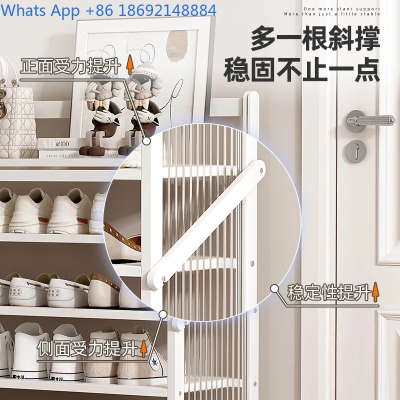 Folding Shoe Rack Space-Saving Multi-Layer Storage Rack Entryway Acrylic Dustproof No-Installation Shoe Cabinet Storage