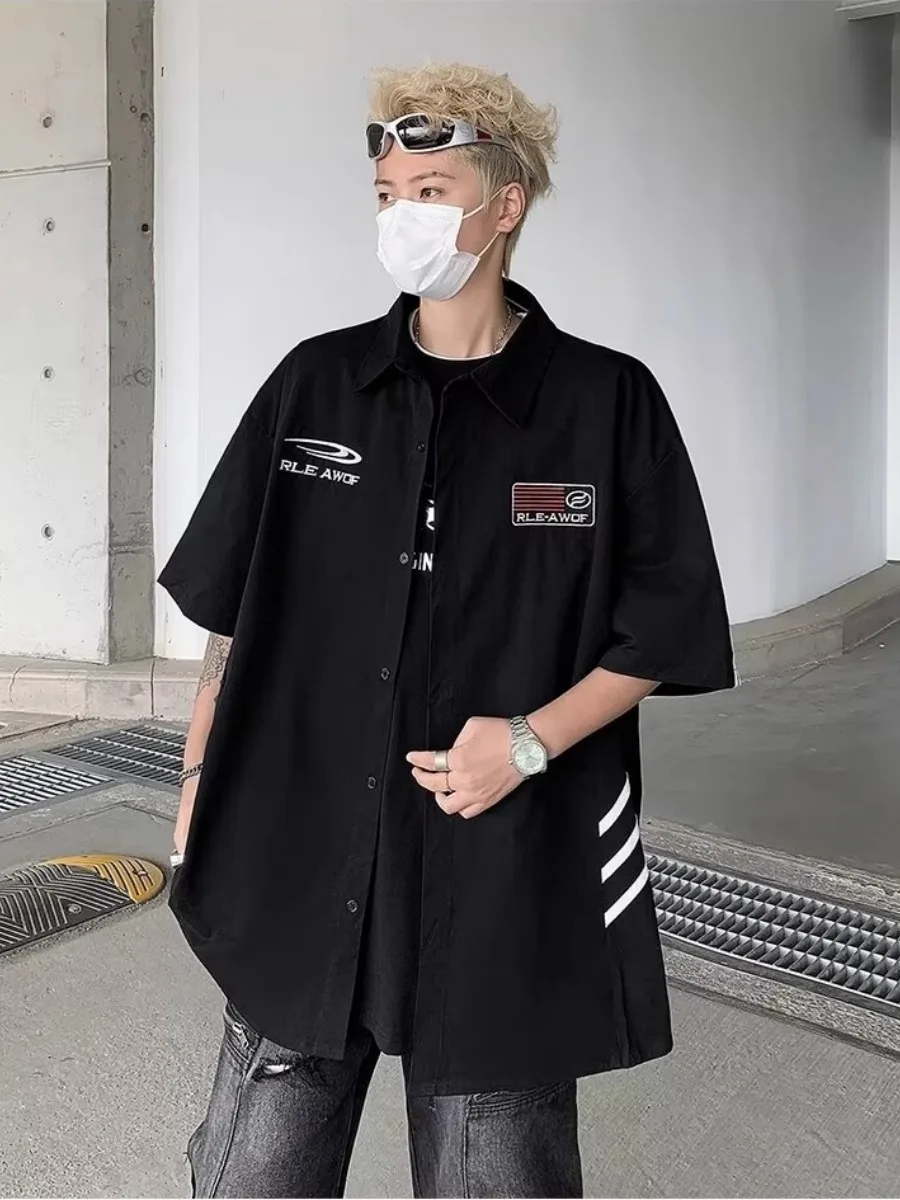 

Американская мотоциклетная куртка из ледяного шелка с полосками, тонкая, летняя, мужская, дизайнерская, для пар, свободного кроя