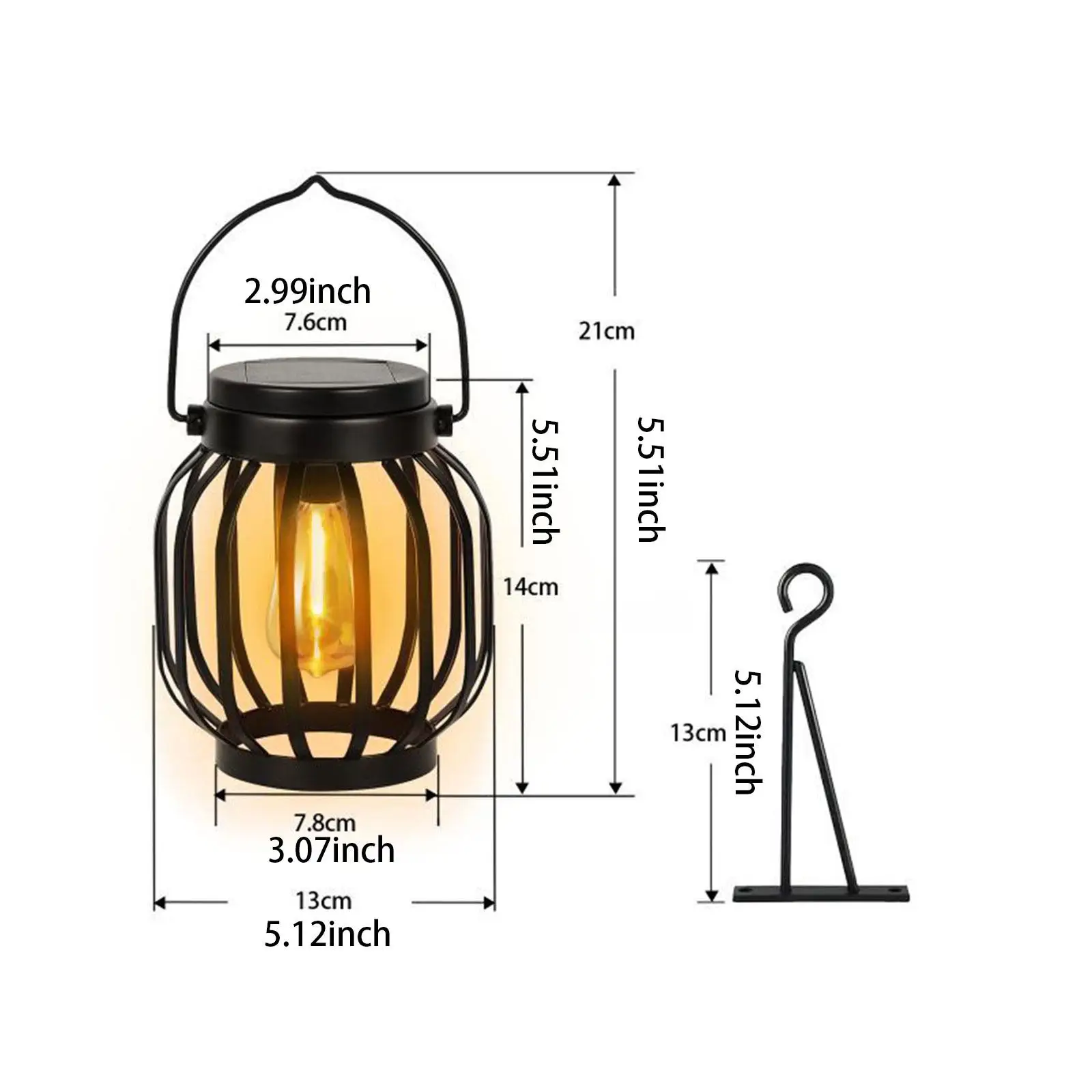 Linterna solar colgante, lámpara solar de tungsteno para jardín, patio, valla, camping