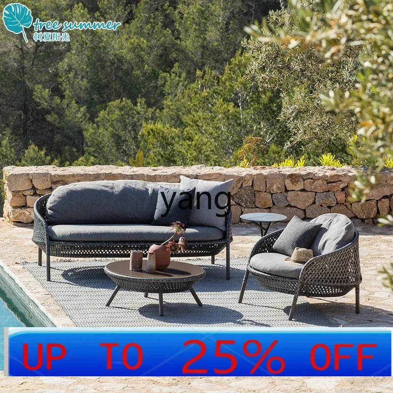 

LHH Outdoor Sofa Villa Balcony Rattan Chair Waterproof Outdoor Patio Terrace Rattan Sofa