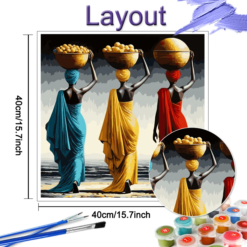 HUACAN Oil Painting By Numbers African Woman Pictures Portrait Coloring Cartoon Home Decoration