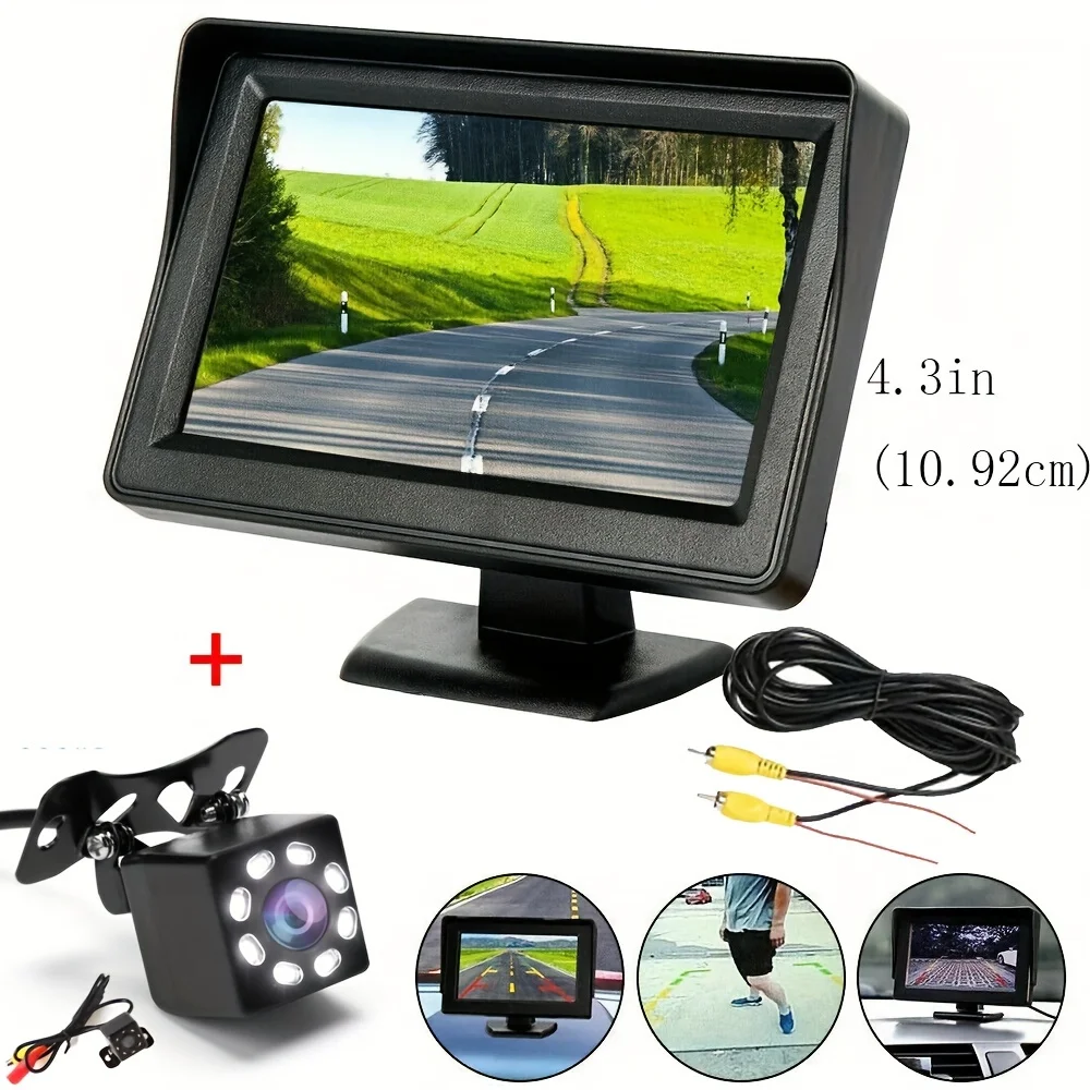 Car Backup Camera 4.3 Inch Mirror Monitor Kit Auto Parking System Backup Reverse Camera CCD 8LED Rear View Camera For Car Truck