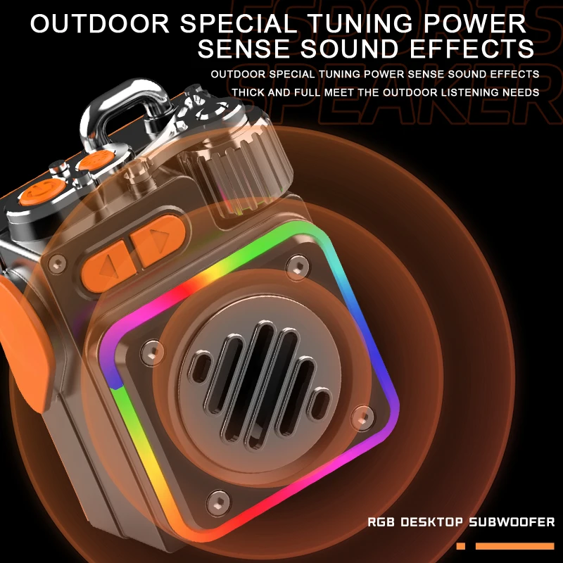 Outdoor Wireless Mini Bluetooth Metal Mechanical Speaker Support TF Card RGB Lighting Desktop Subwoofer Creative Gift Speaker