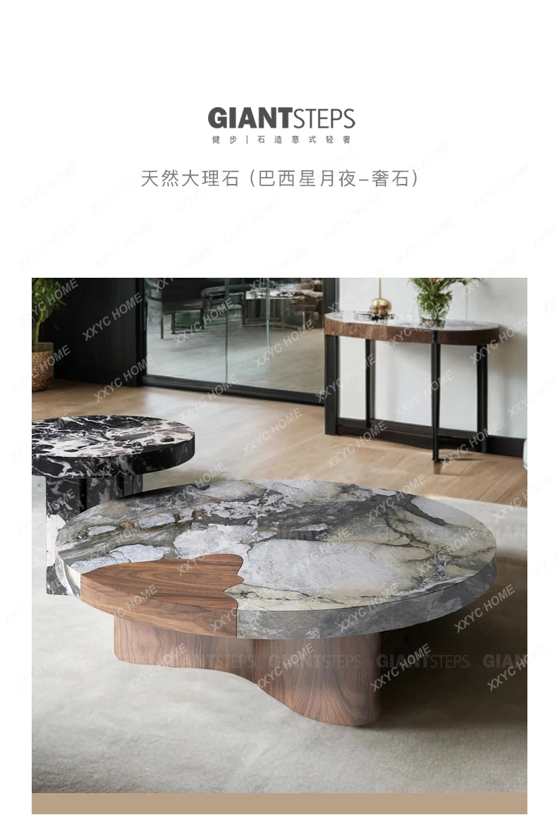 Marble coffee table  light luxury walnut creative living room home advanced new