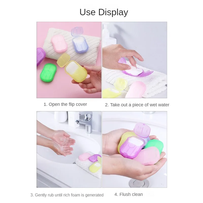 20Pcs/Box Disposable Soap Paper For Traveling Soap Paper Washing Hand Mini Paper Soap Scented Slice Sheet Bath Cleaning Supplies