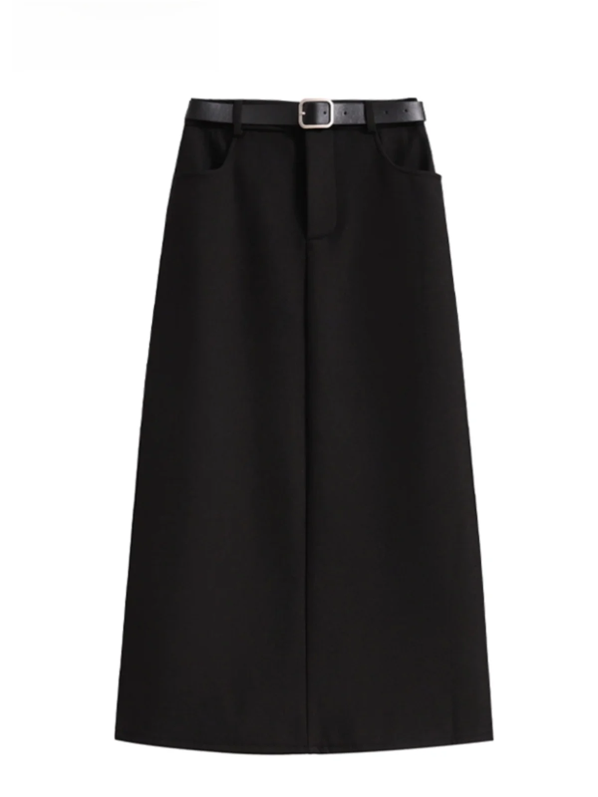 

Юбка-миди Ele трапециевидной формы для женщин, большие размеры, корейский Sle для поездок на работу, высокая талия, полиэфирное волокно, весенне-осенний сезонный цвет