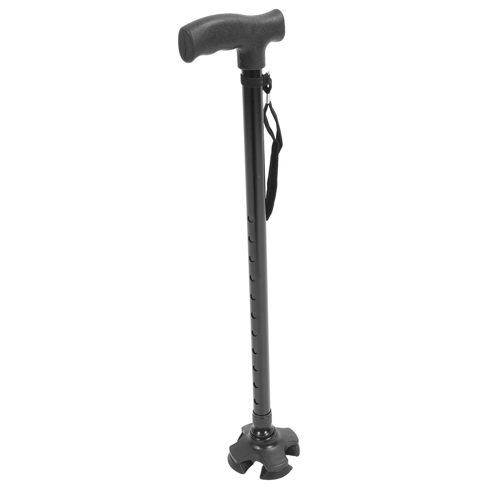 Walking Cane Adjustable Height Anti Slip Lightweight Retractable Senior Walking Stick with 4 Pronged Base for Mountaineering