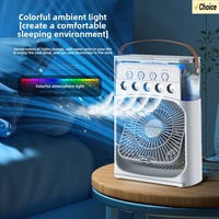 Portable air conditioning fan mini evaporative air cooler with 7 color LED lights 1/2/3 hour timer 3 wind speeds and 3 spray mod