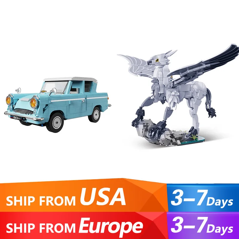 Movie Expert Magic World Flying Ford Anglia Buildable Car Building Blocks Magic Flying Car Model Birthday Gifts for Adults Kids