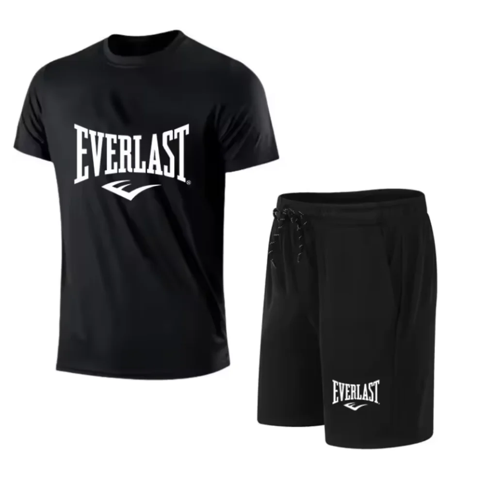 

New Custom Men Tshirt Shorts Two Piece Casual Breathable Short Sleeved Sports Jogging Fitness Brand Printed Clothing