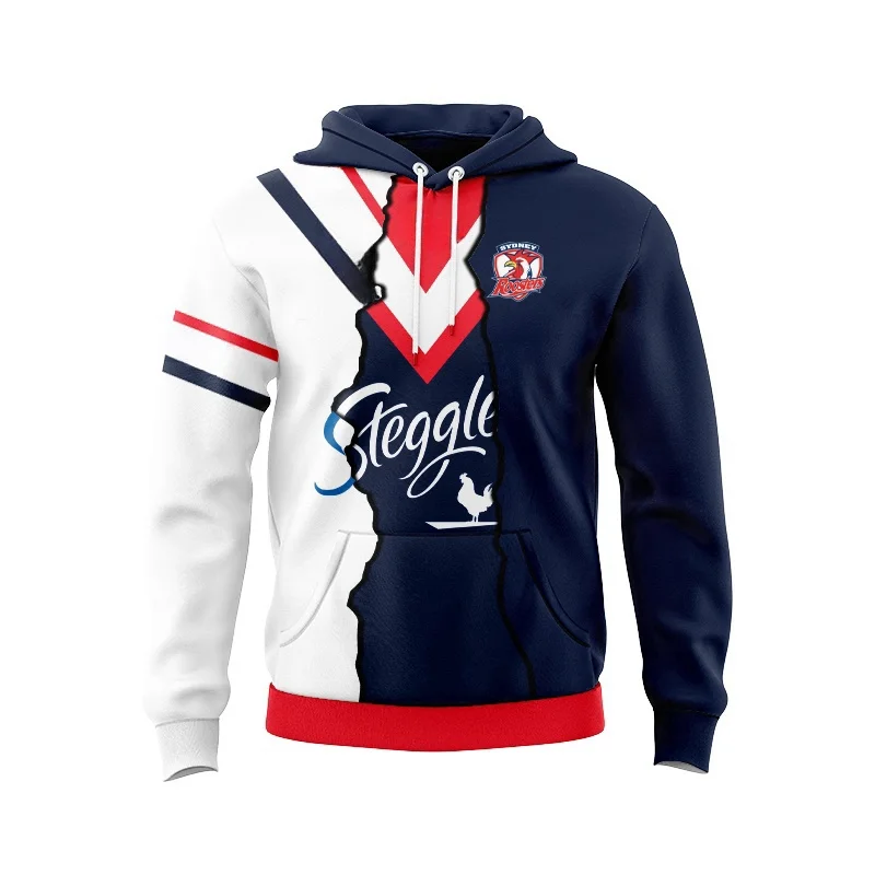 Sydney Rooster 2024 Rugby Match - Local/Home/Away/Splicing/New Top Rugby Hoodie - S-5XL Customizable