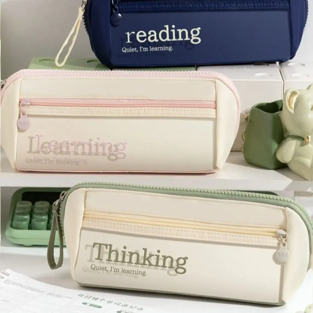 Large Capacity Pencil Cases Multi Purpose Pencil Storage Students Pen Bag Zipper Simple Style Stationery Organizer Pouch School