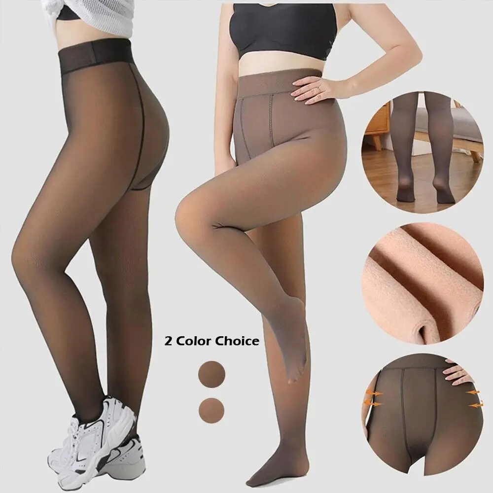 Women Plus Size Winter Thermal Lined Pantyhose New Elastic Warm Fleece Lined Tights Stockings Soft And Comfortable Leggings