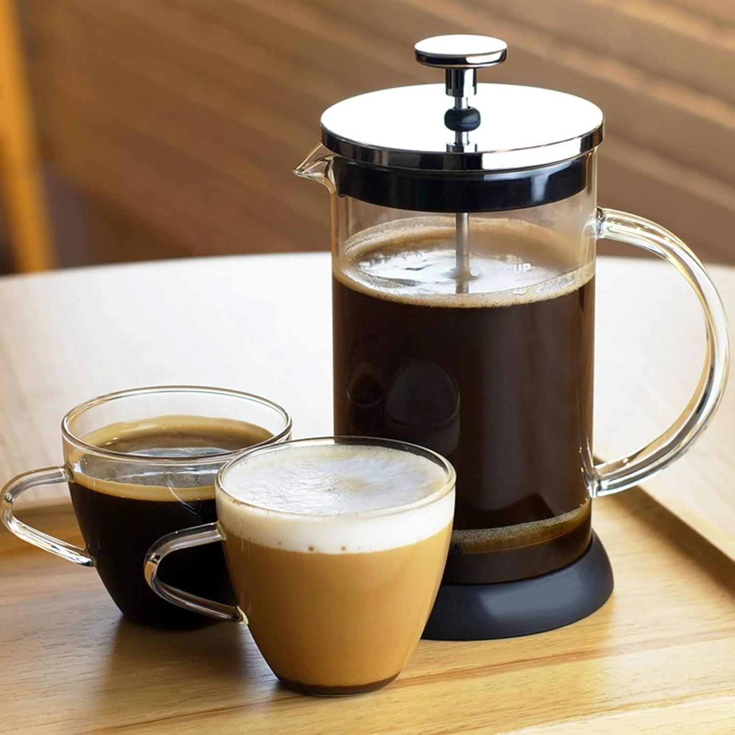 French Press Coffee Maker 20 oz,600ML Thickened Glass Stainless Steel Brewer, Cold Brew Cafetera Tea pot Kitchen Bar Accessories