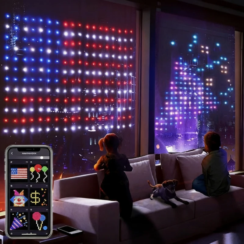 Rideau lumineux intelligent avec motif DIY, 400led, pour décoration de fenêtre, extérieur, pour noël, décoration de maison, cadeau, nouveauté 2026