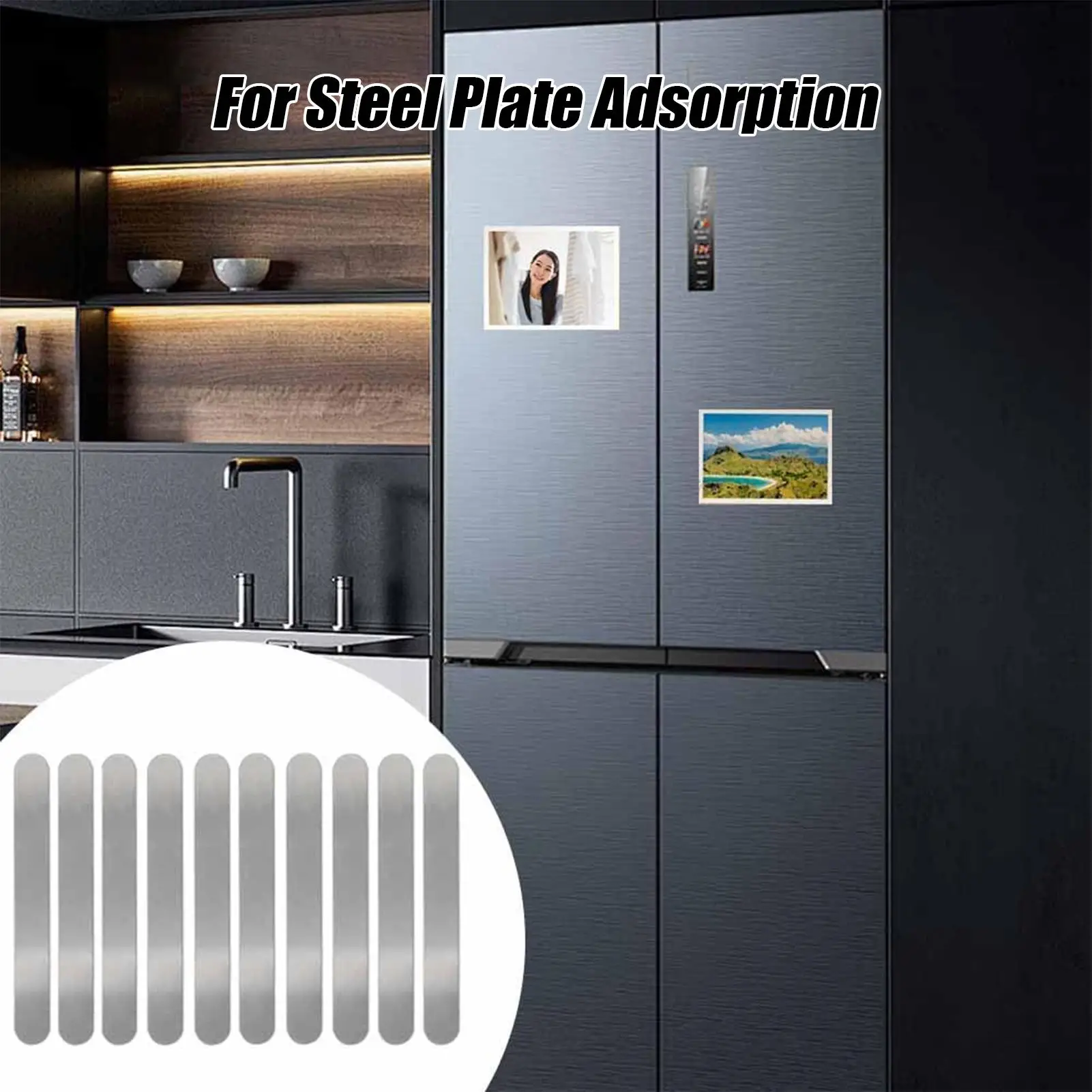 10pcs Metal Strips for Magnets Phone Case Steel Plates Self-Adhesive Metal Strip ultra-thin Easy installation Vehicle Craft Room
