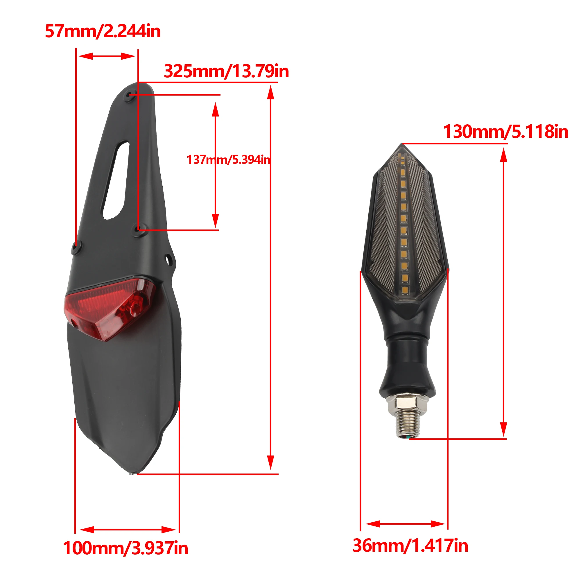 Universal Motorcycle Turn Signal Light With Rear Fender Taillight Brake Lamp Kit LED For Suzuki Husqvarna Motocross Parts view 2