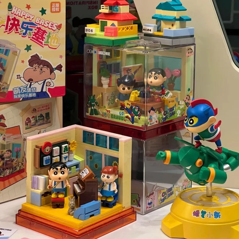AREA-X Crayon Shin-chan Series Building Block Fun Base Box Assembly Model Educational Toys Desktop Ornament Gift view 2