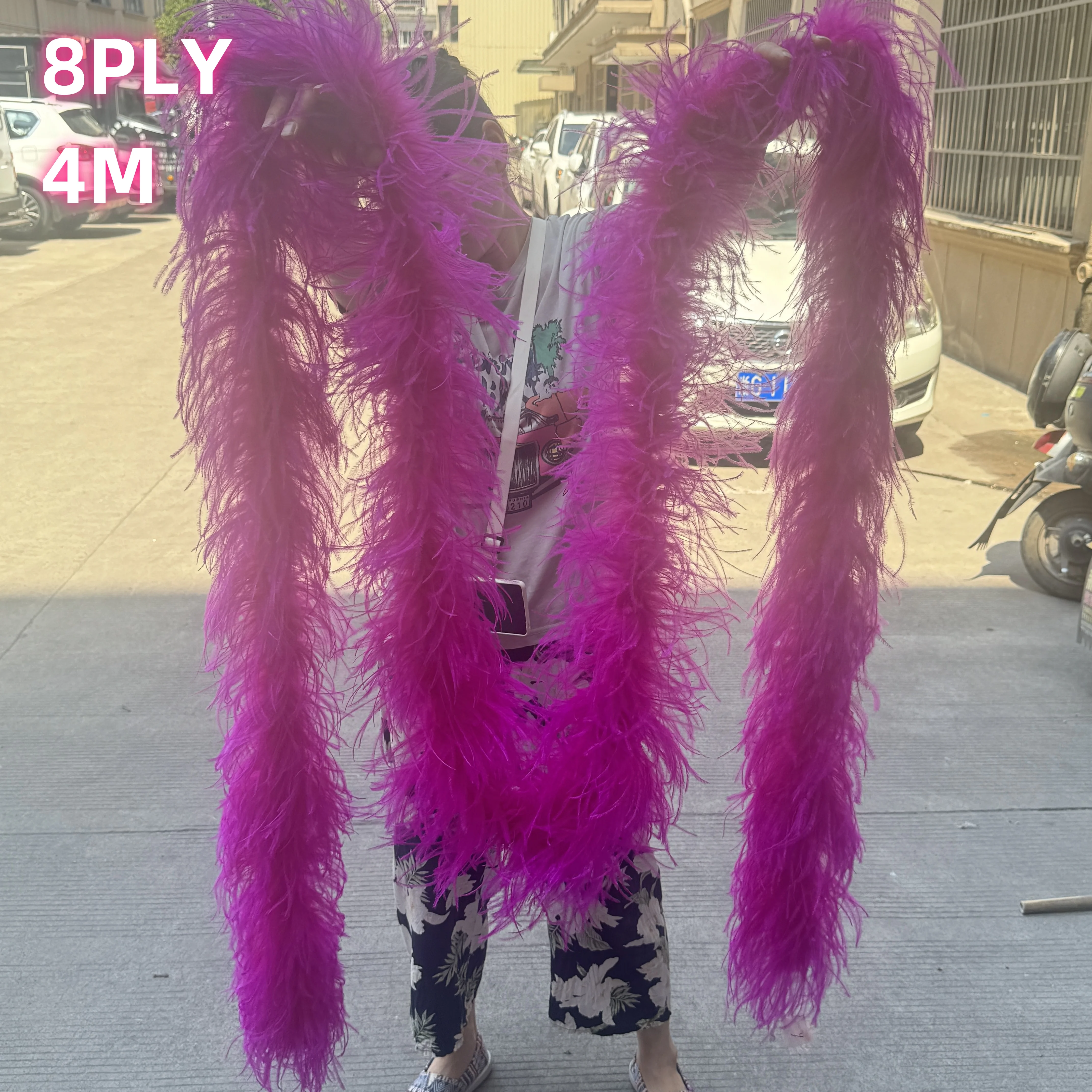 

4 Meters Natural Ostrich Feather Boa Trims 3 4 6 8 10PLY Party Clothing Sewing Accessories Customized Decoration plumes Trims