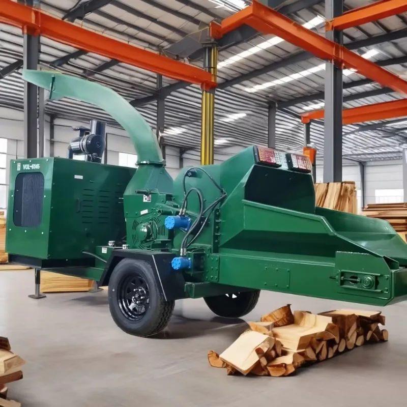 Heavy Duty Drum Wood Chipper Industrial Tree Chipper Machine Large Wood Crusher Customized Screen Adjustable Sawdust Particle