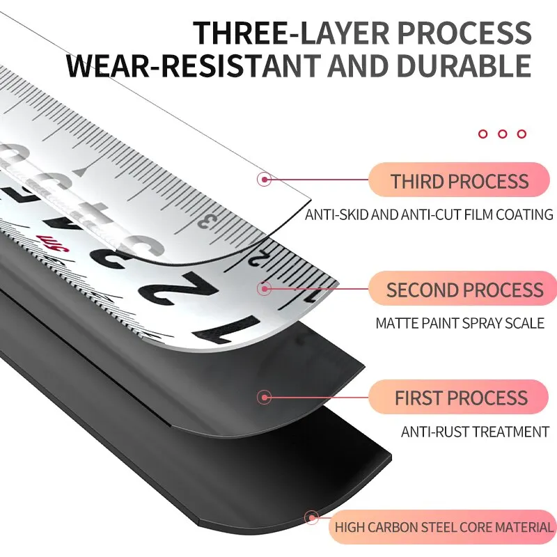 테이프 측정 낙하 방지 마모 저항하는 두꺼운 휴대용 테이프 측정 3 5m 강철 테이프 측정 고정밀 범위 도구