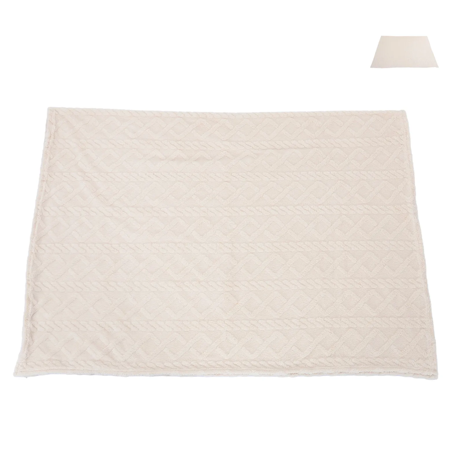 Large Beige Milk Silk Throw Blanket Soft Cozy Polyester Bed Sofa Couch Blanket for Living Room Office Travel Nap TV Watching