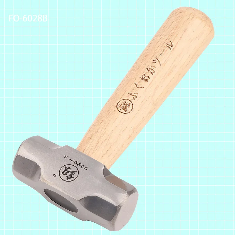 FO-6028B Solid Wood Short Handle Polished Mini Hammer Octagonal Hammer Manual Hardware Tool 1LB High Carbon Steel Small Hammer