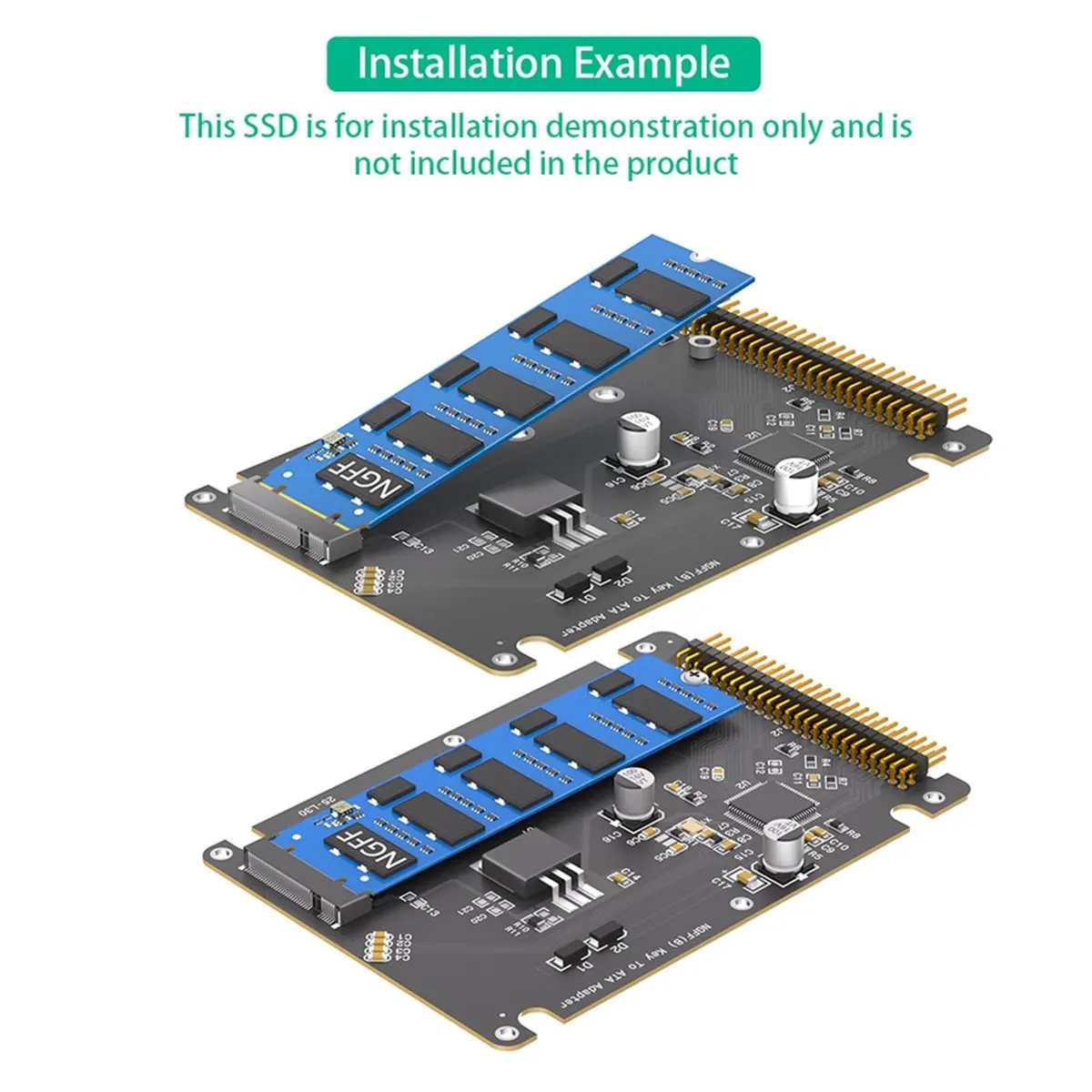 M.2 NGFF SATA SSD to 2.5 Inch IDE 44 Pin Adapter Card, Convert M.2 NGFF SSD to PATA IDE Hard Disk for PC Laptop
