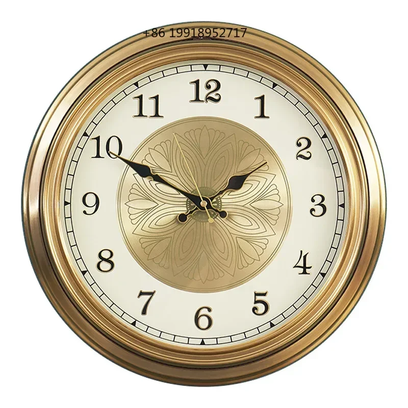 Retro Wall Clocks Large Golden Metal Watches Silent Luxury Living Room Wall Clock Copper Creative Modern Home Decor Gift JJ555
