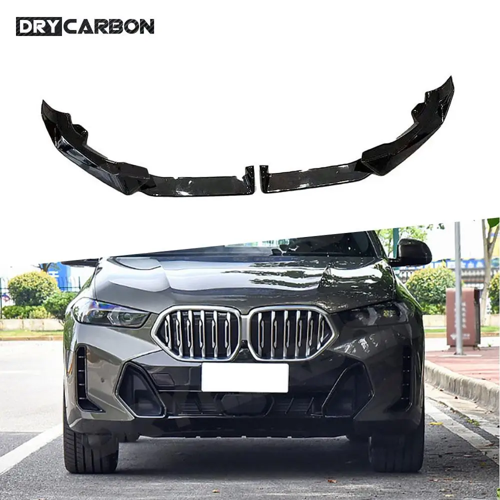 

For BMW X6 G06 LCI Sport 2023+ Front Bumper Lip Chin Spoiler Car Styling Body Kits Accessories Glossy Black Bumper Decoration