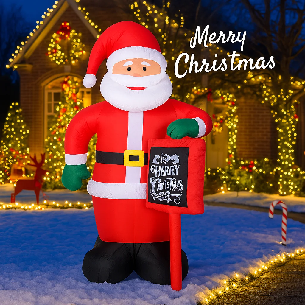 5,9FT Giocattoli gonfiabili di Natale Decorazioni gonfiabili di Babbo Natale Ornamento di Natale Cortile Prato Forniture per la casa Regalo con luci a LED