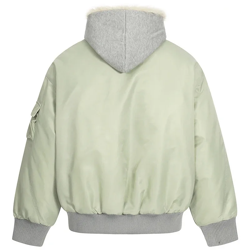 جواكت شتوية للرجال معاطف باركاس دافئة سميكة وياقة من الفرو سترات مبطنة ملابس الشارع الشهير Harajuku سترات بقلنسوة ملابس خارجية #4