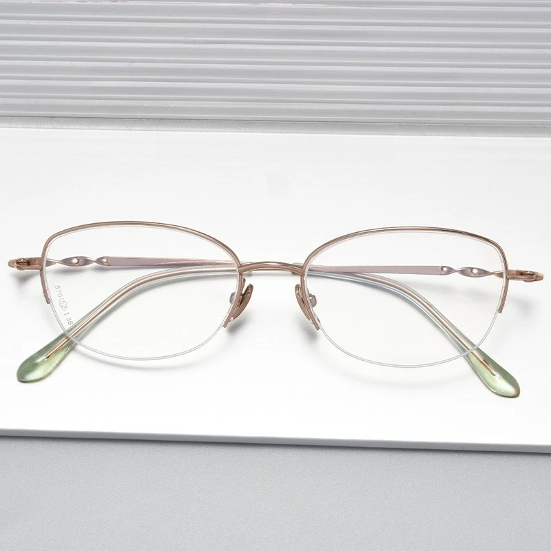 

Полурамка, супер легкая овальная оправа для очков «кошачий глаз», оправа для очков из сплава для мужчин и женщин, оптическая близорукость, пресбиопия, очки по рецепту, насадка для линз