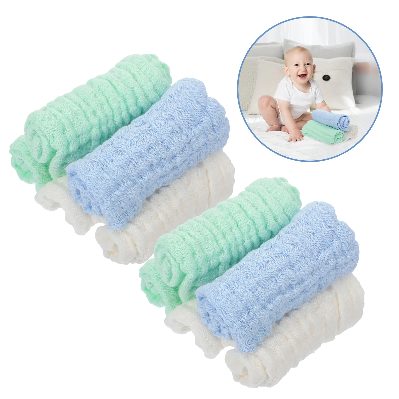 10pcs Baby Washcloths Muslin Soft Gentle Drool Towel Face Cloth Burp Cloths For Toddler Newborn Skin Use