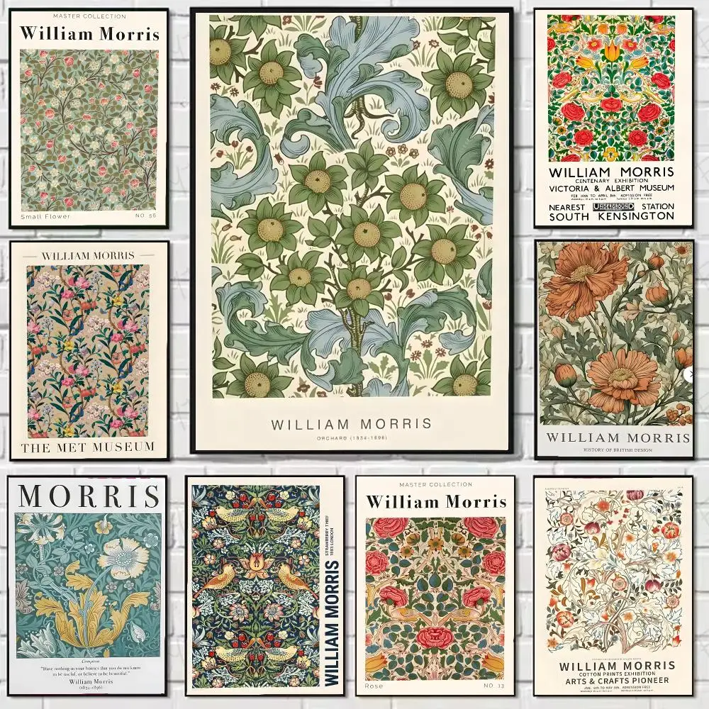 Art Vintage W-William Morris Poster Stickers, suitable for game rooms, bedrooms, corridors, home wall art decor, gifts