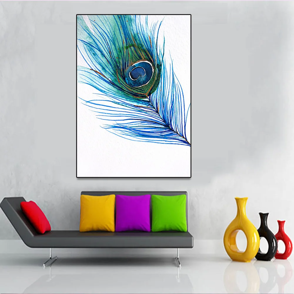 

Feather modern abstract canvas painting minimalist room decorative art poster living room bedroom decorative painting