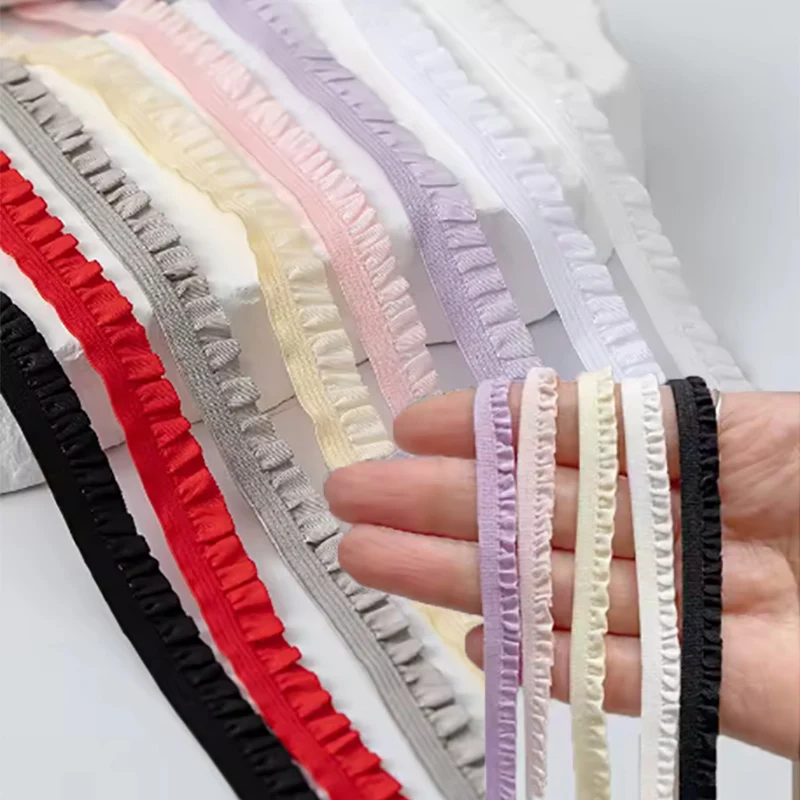 

5/10/20Yards Elastic Lace Trim Ribbons 1CM Ruffled Elastic Ribbon For Party Dress Decoration DIY Garment Accessories