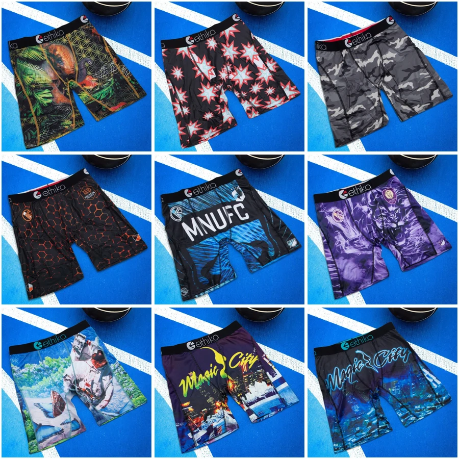 

ETHIKA, 1 шт., сексуальное мужское нижнее белье, боксеры, мужские трусы для плавания, большие размеры S-3XL, дышащие мужские трусы с принтом, мужские трусы-боксеры