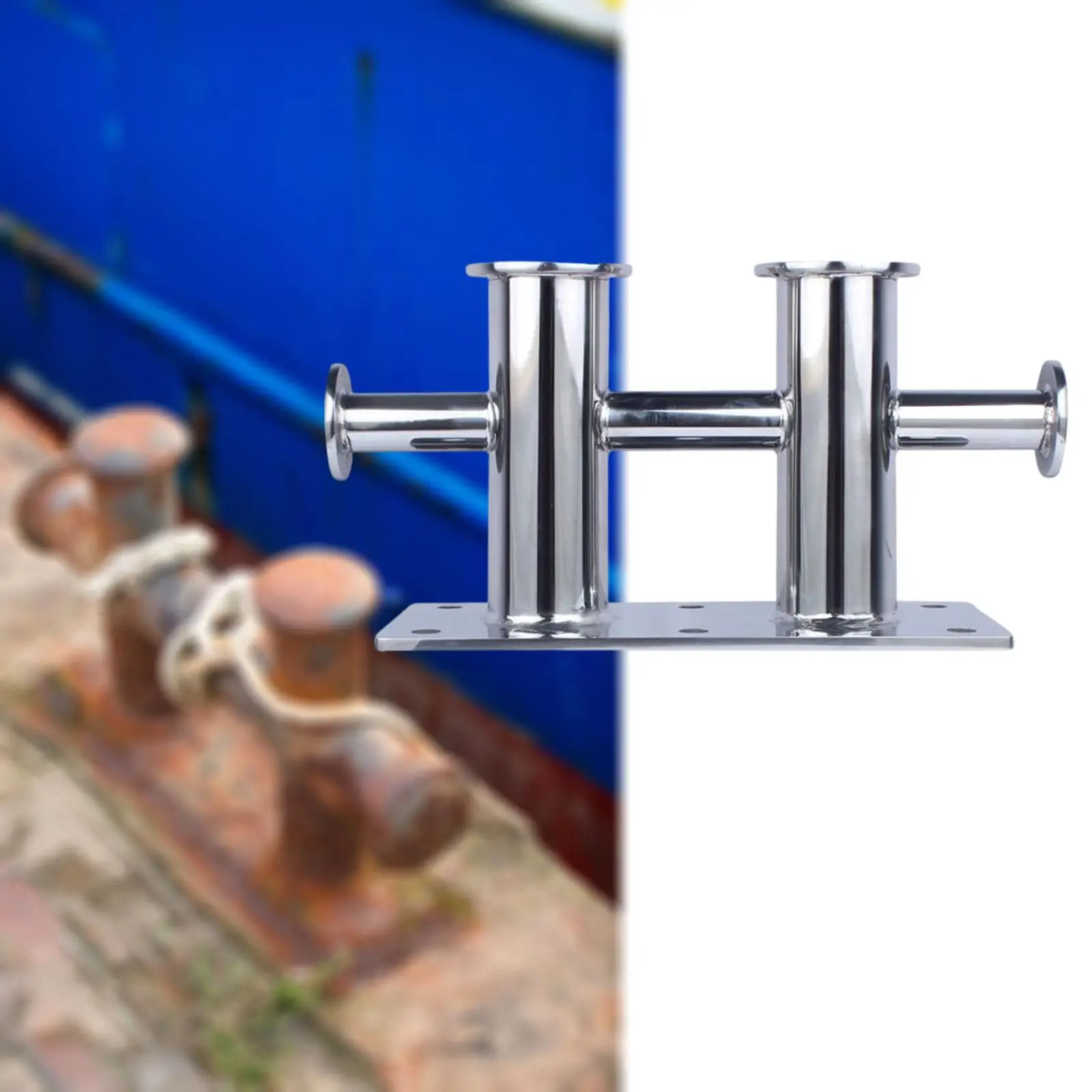 

Double Cross Bollard Mooring Bitt Anchor Cleat Silver Boat Mooring Equipment Easy Use Marine Accessories for Speedboats